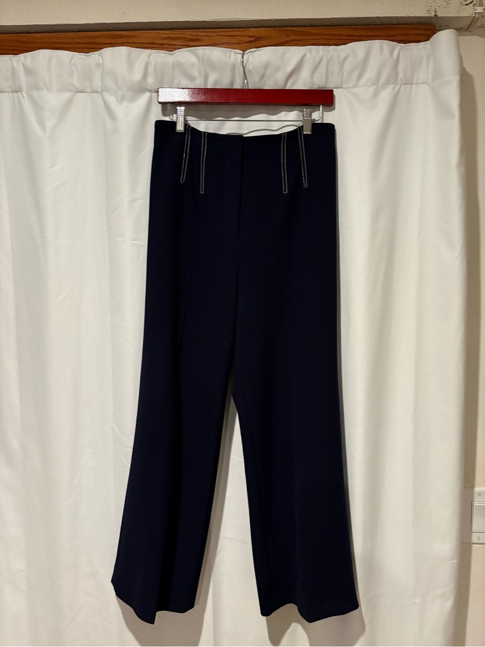 Veronica Beard Navy Wide-Leg Trousers